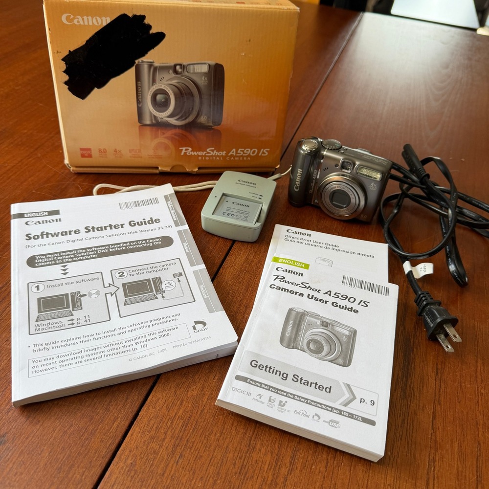Canon PowerShot A590 IS 8.0MP Digital Camera 4x Optical Zoom PC1263 Boxed Bundle